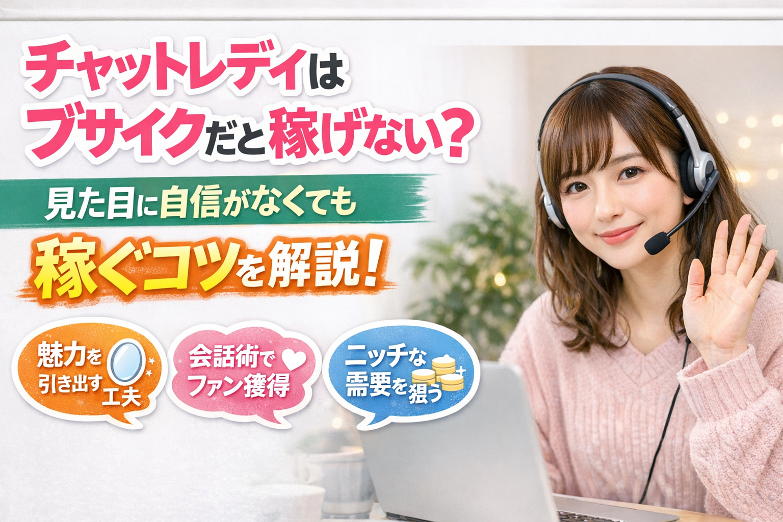 チャットレディはブサイクだと稼げない？見た目に自信がなくても稼ぐコツを解説